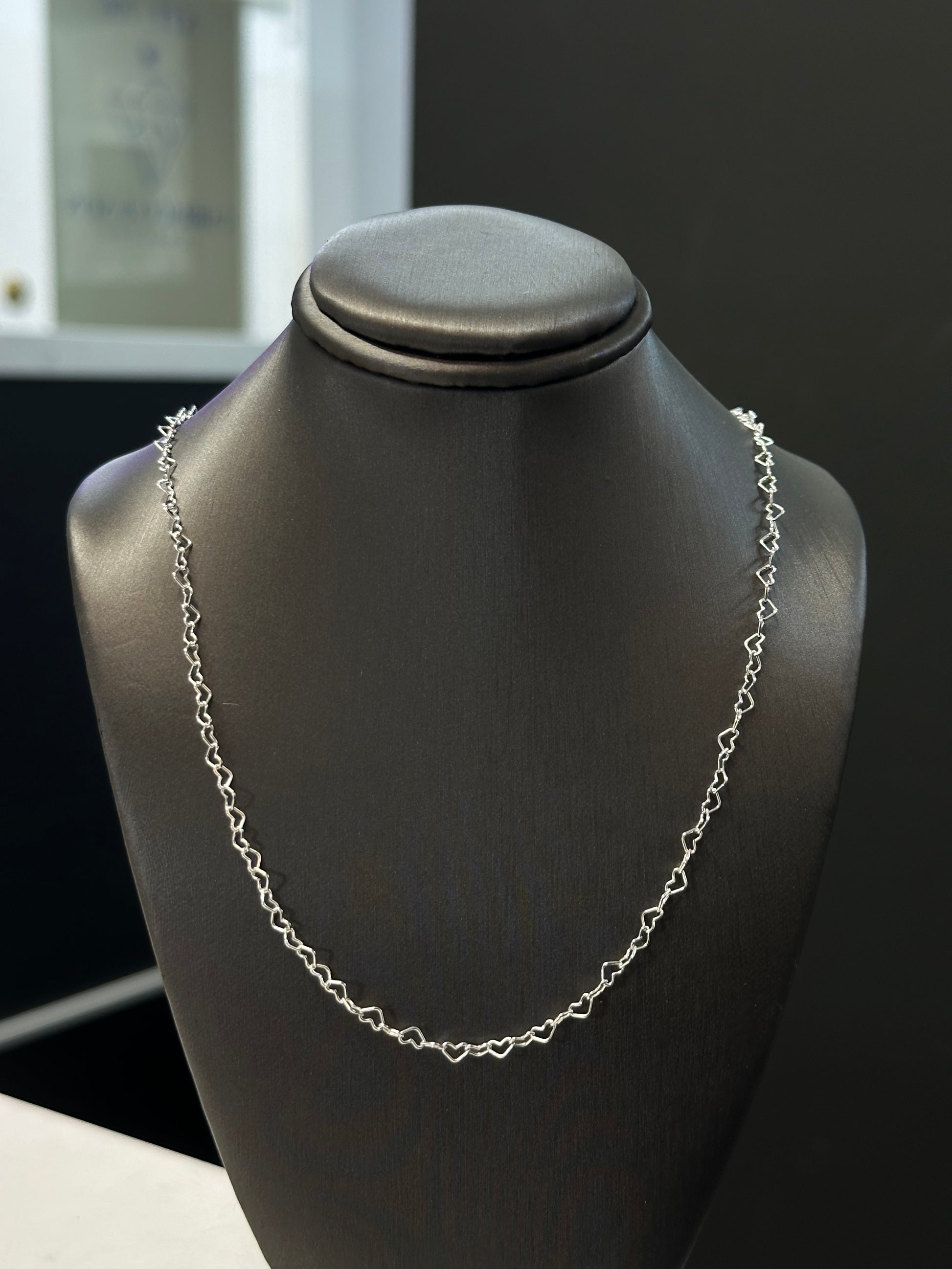 Silver Linked Hearts Necklace