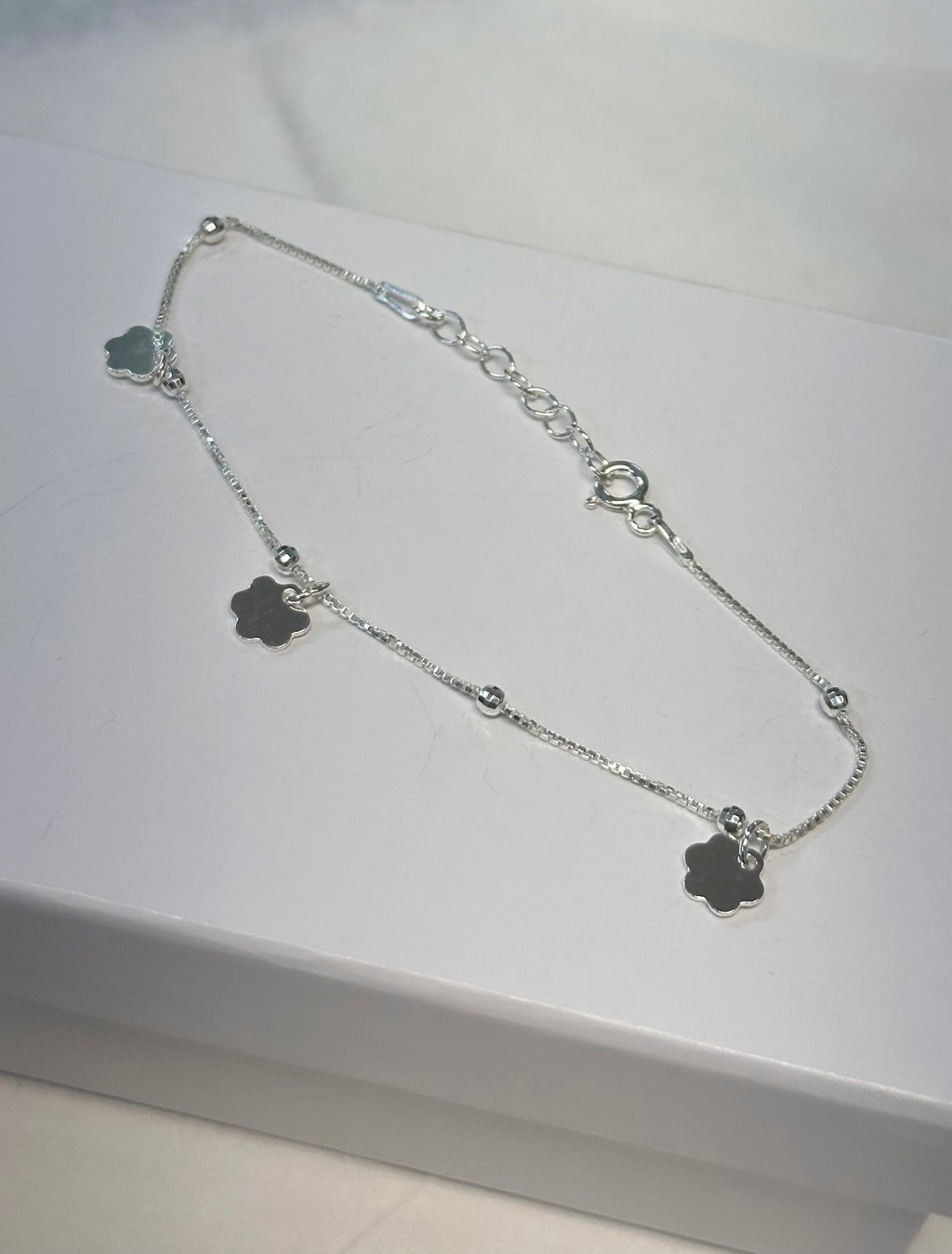 Silver Flower Charm Bracelet