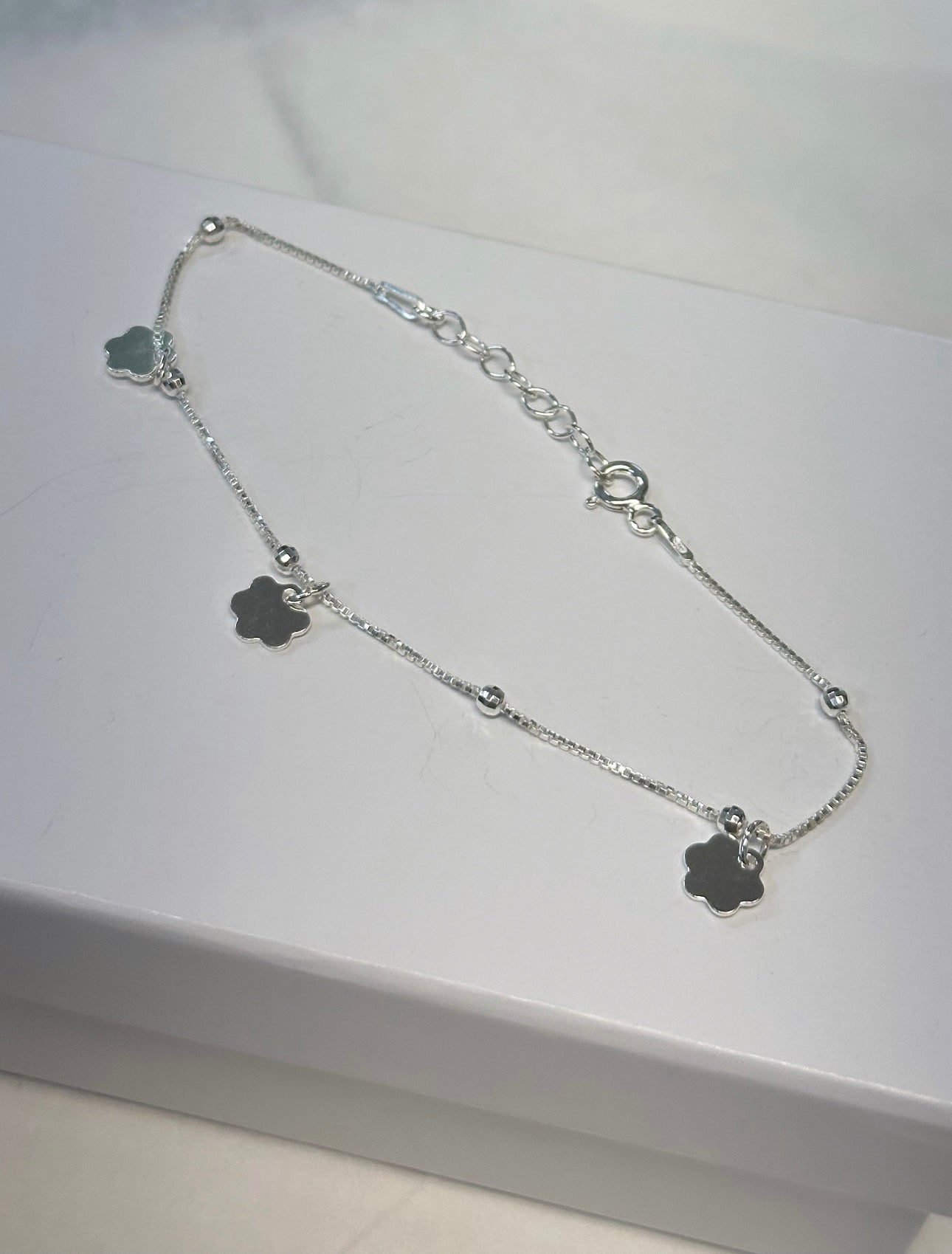 Silver Flower Charm Bracelet