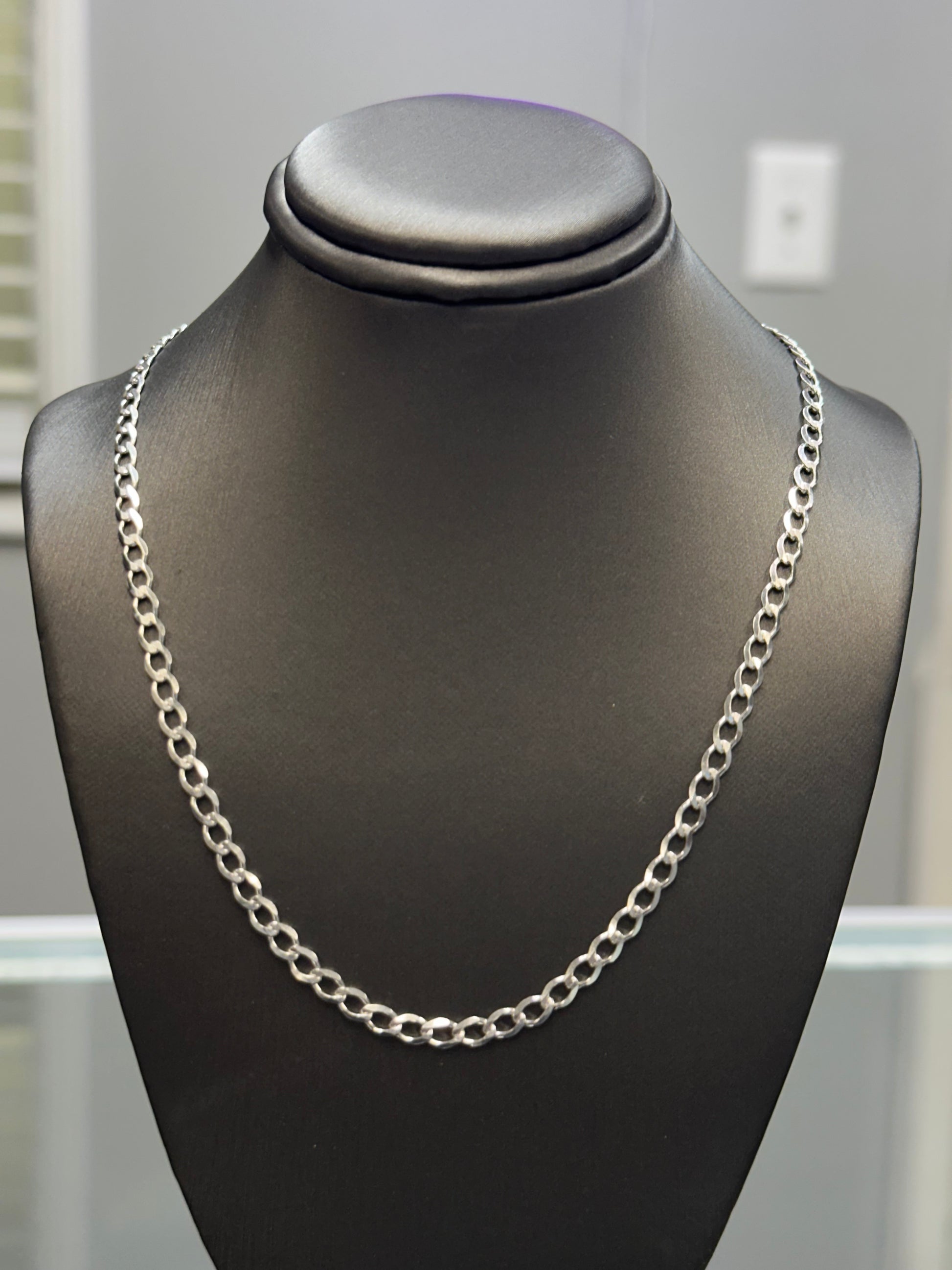 Silver Curb Chain Necklace 20inch