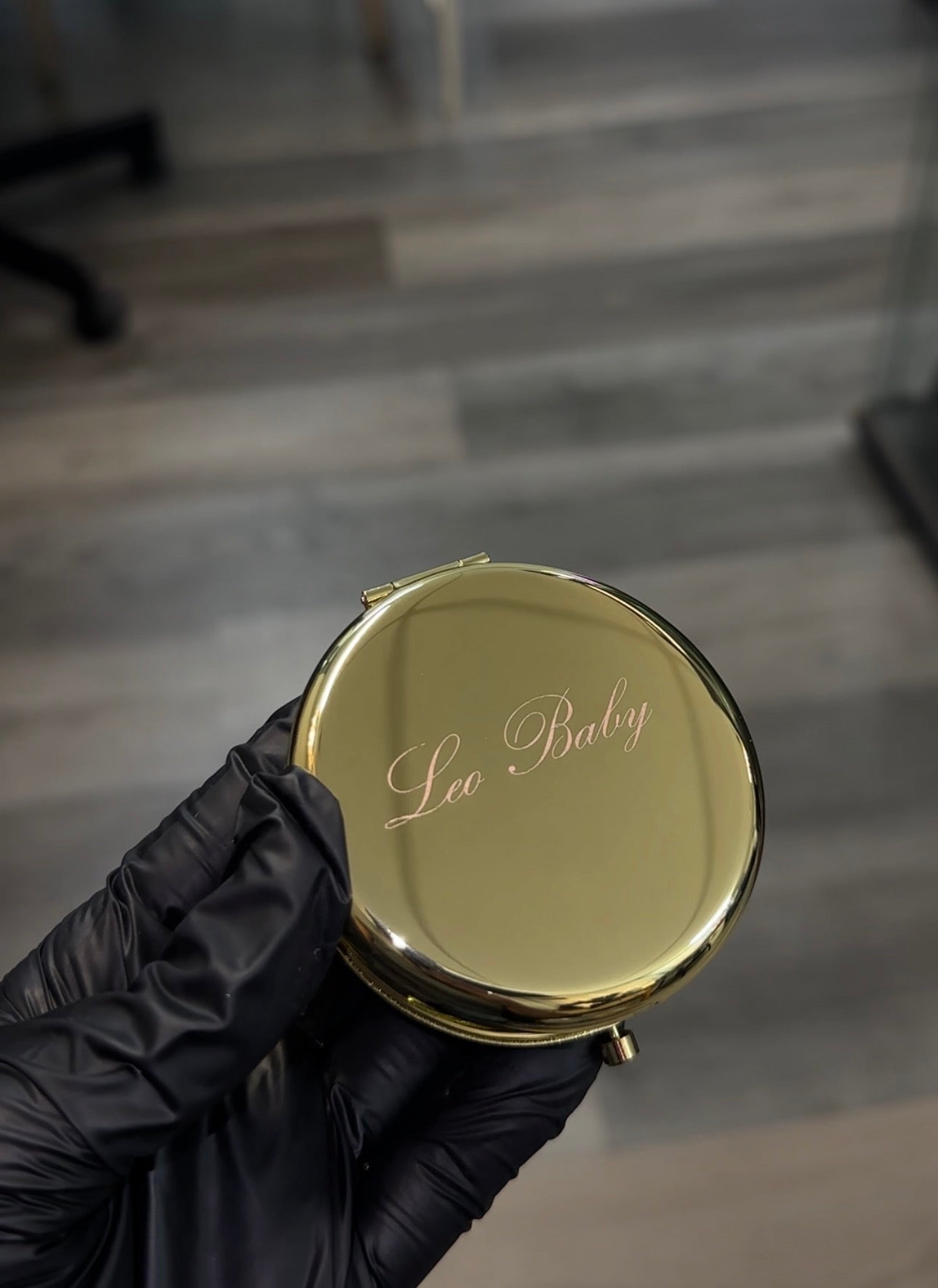 Leo Baby Engraved Compact Mirror