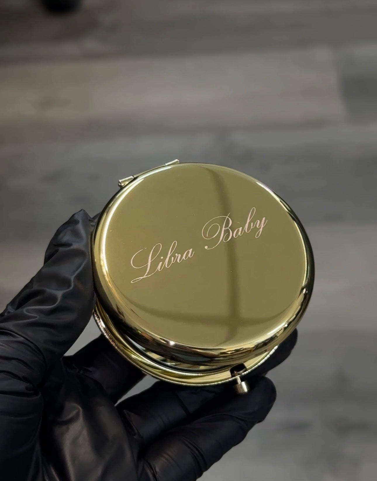 Libra Baby Engraved Compact Mirror