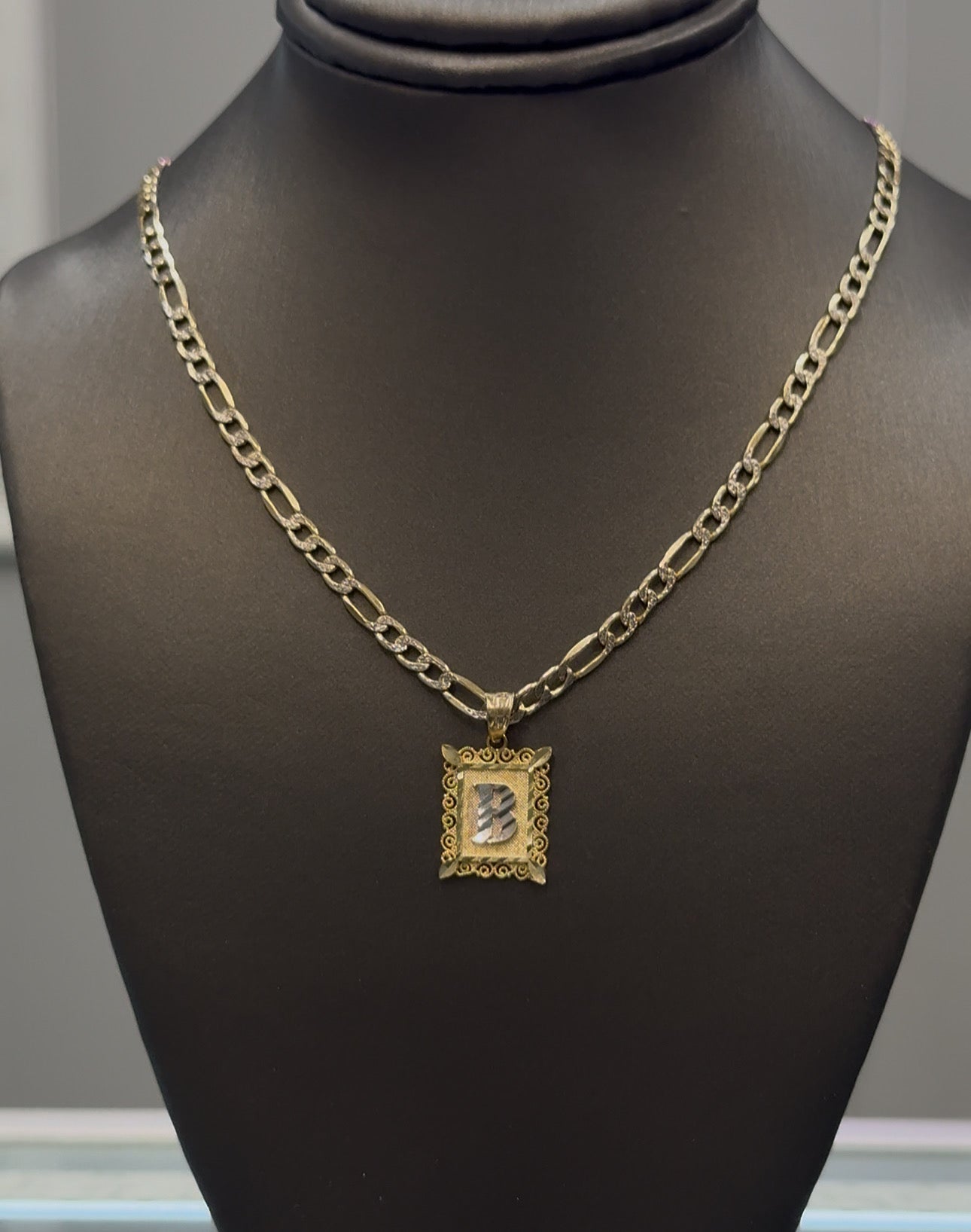10K Gold ‘B’ Frame Pendant
