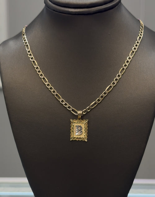 10K Gold ‘B’ Frame Pendant