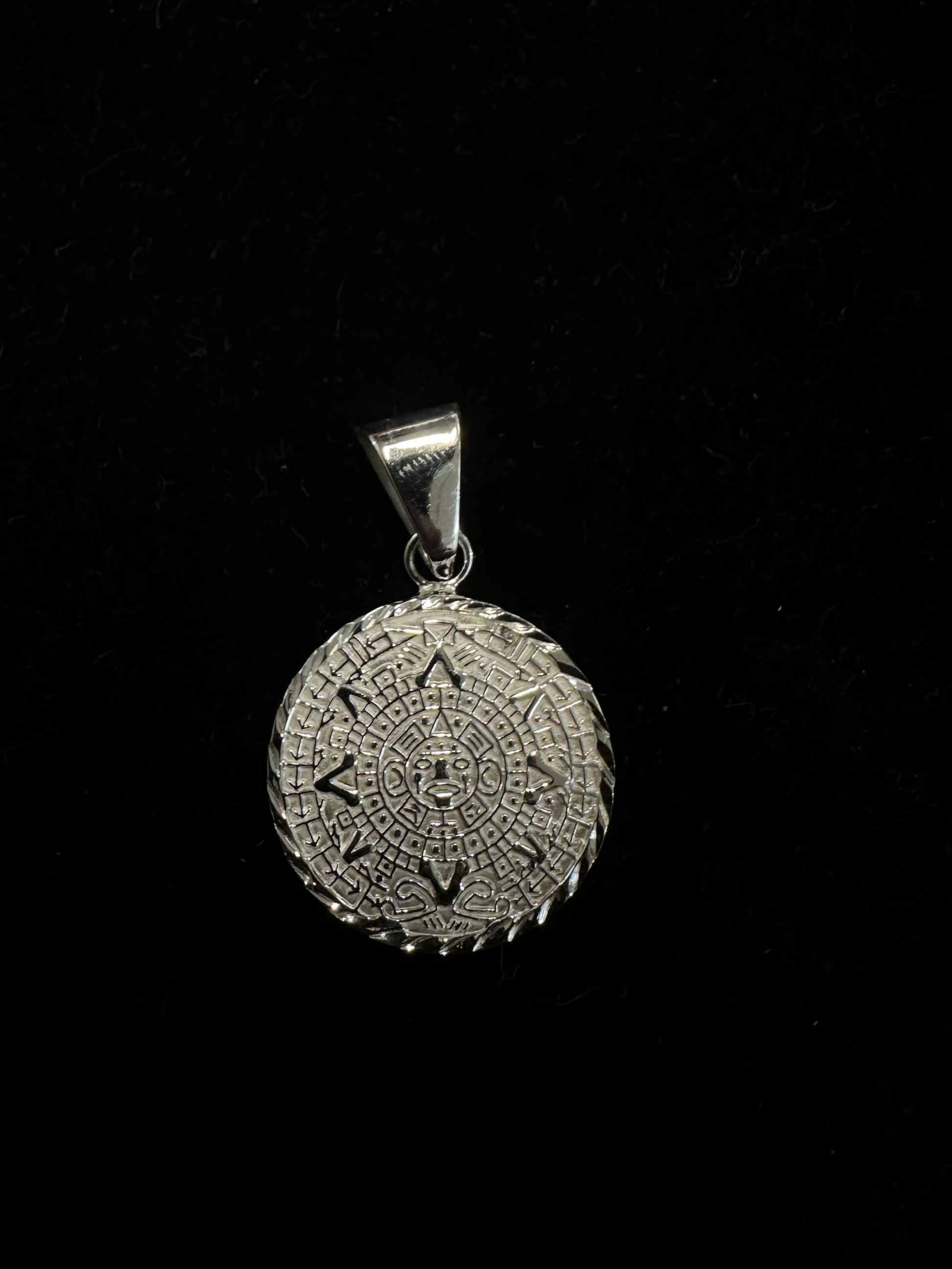 Aztec Calendar Silver Pendant