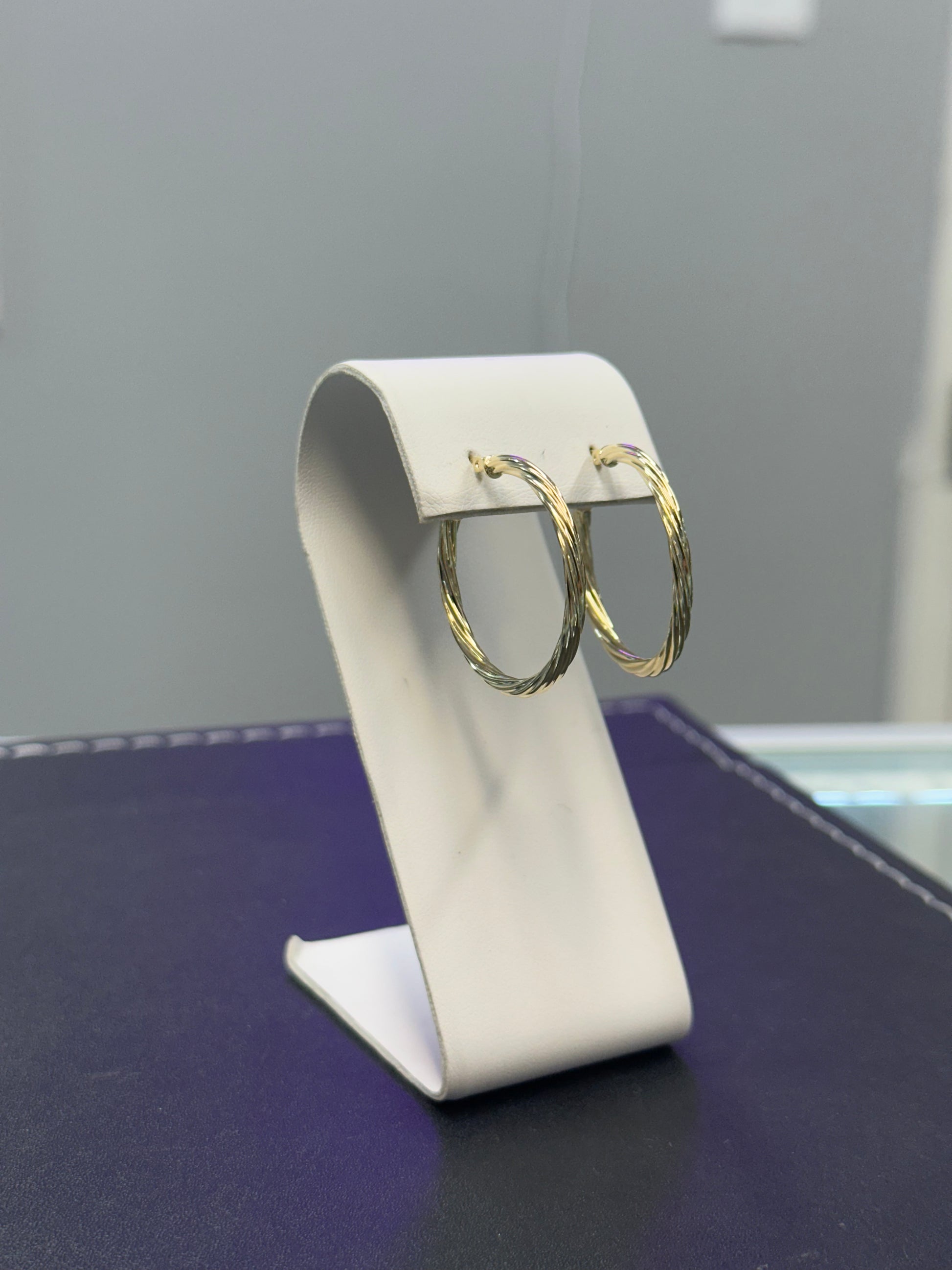14K Gold Swirl Hoop Earrings