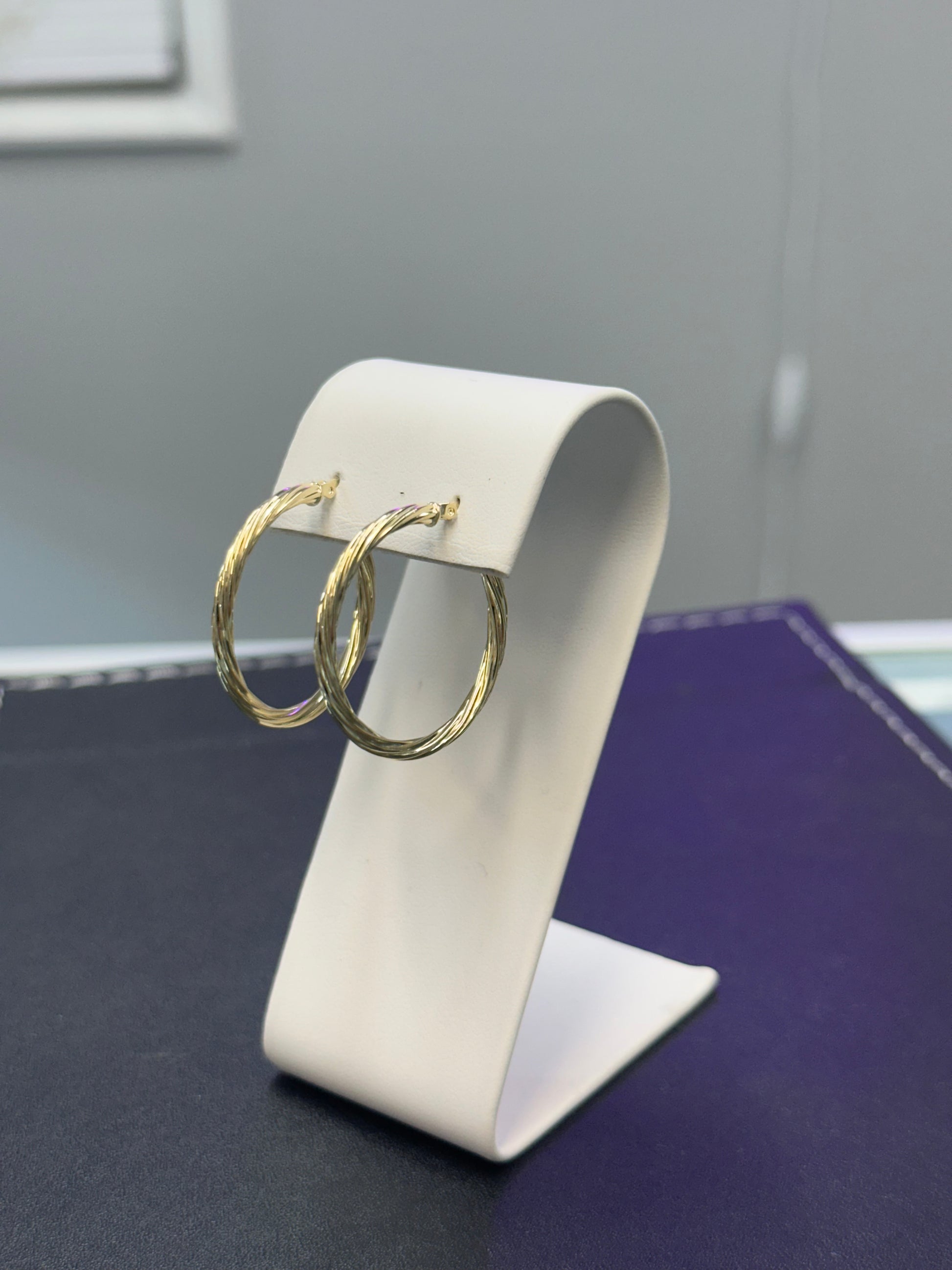 14K Gold Swirl Hoop Earrings