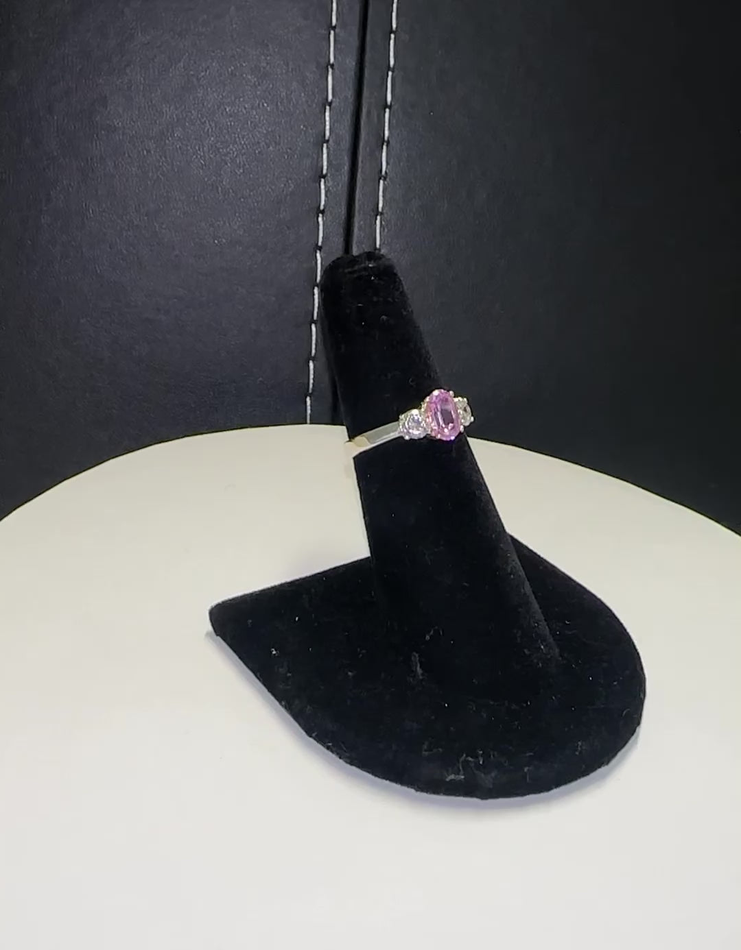 Oval Pink CZ Silver Ring