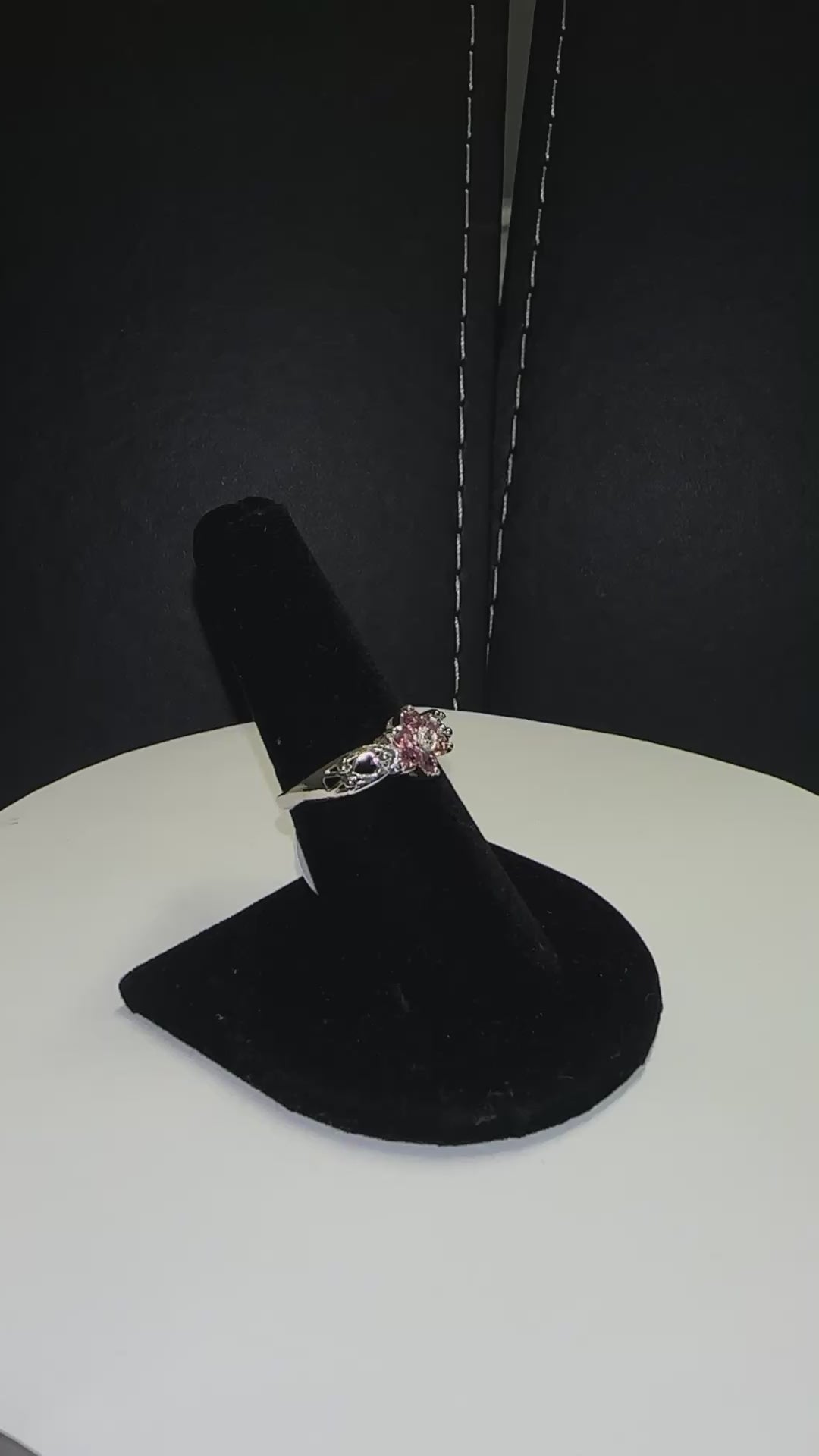 Pink Flower CZ Ring