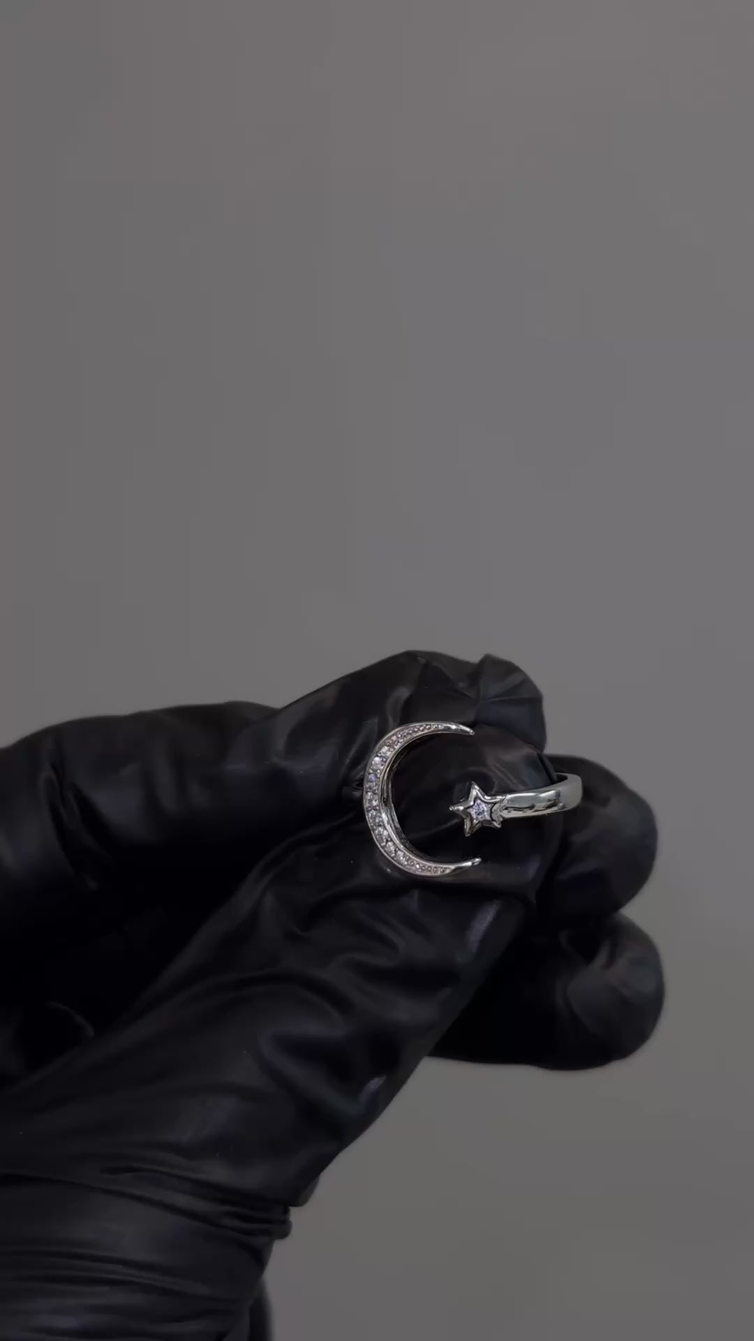Silver Moon & Star Ring