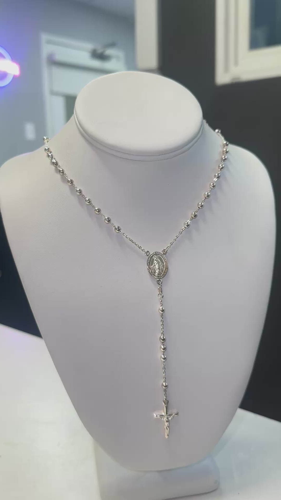 Silver Rosary 22 inch