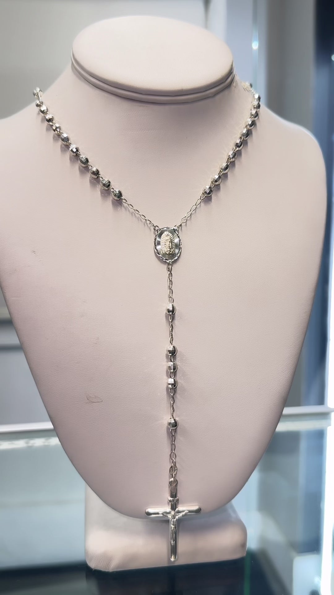 Silver Rosary 24 inch